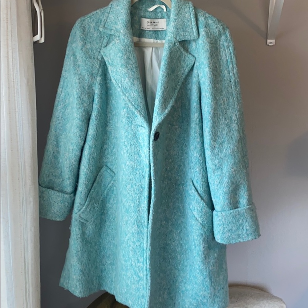 Zara Aqua Pea Coat